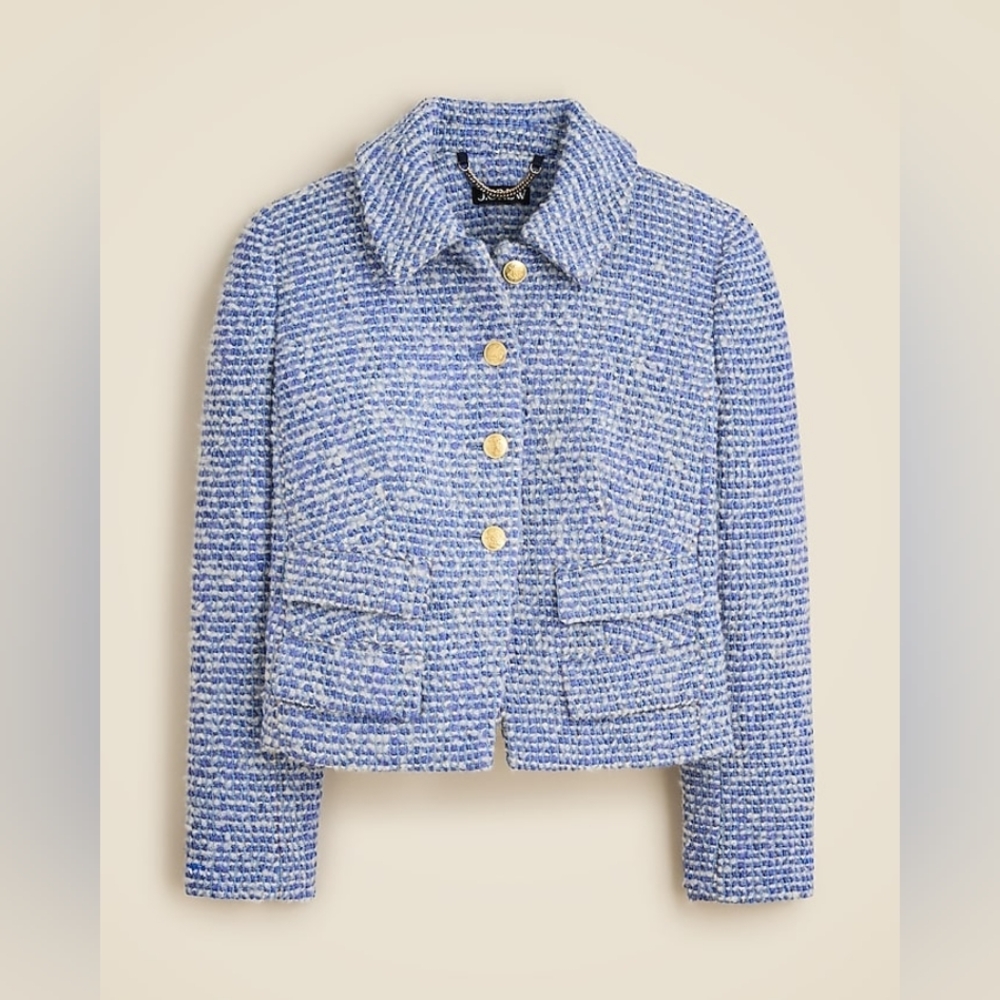 Lucie jacket in bouclé tweed - Size  4 - New With Tags - J.Crew - Blue And White